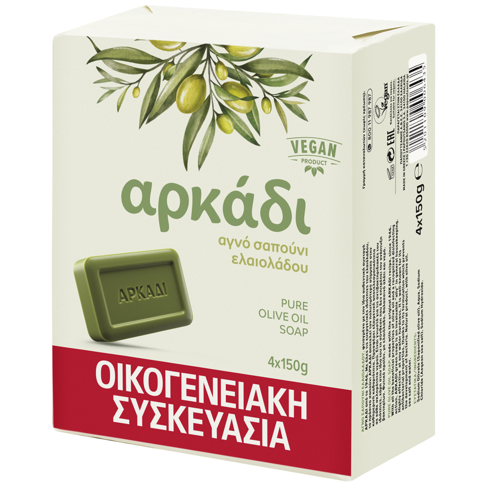 Săpun verde cu ulei de măsline Arkadi – 4 × 150 g